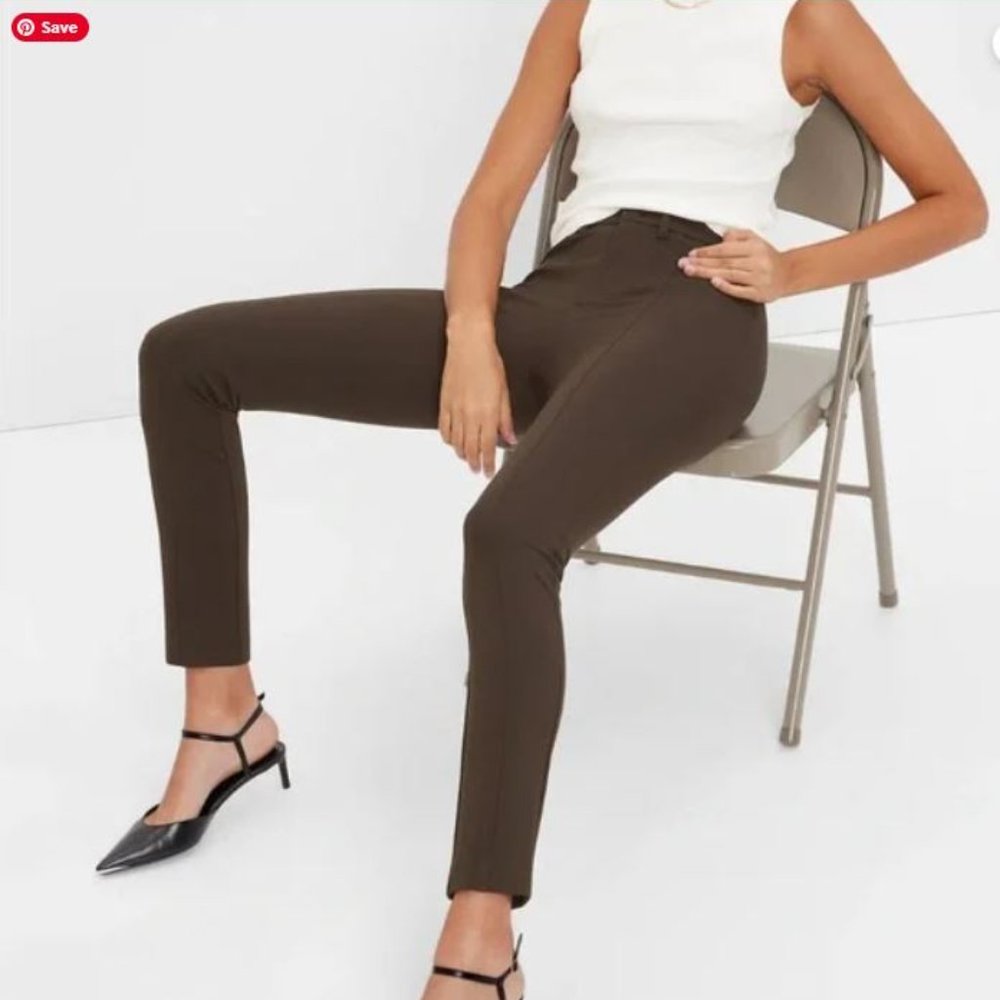 NWT GAP high rise ponte skinny brown pants size 8P women